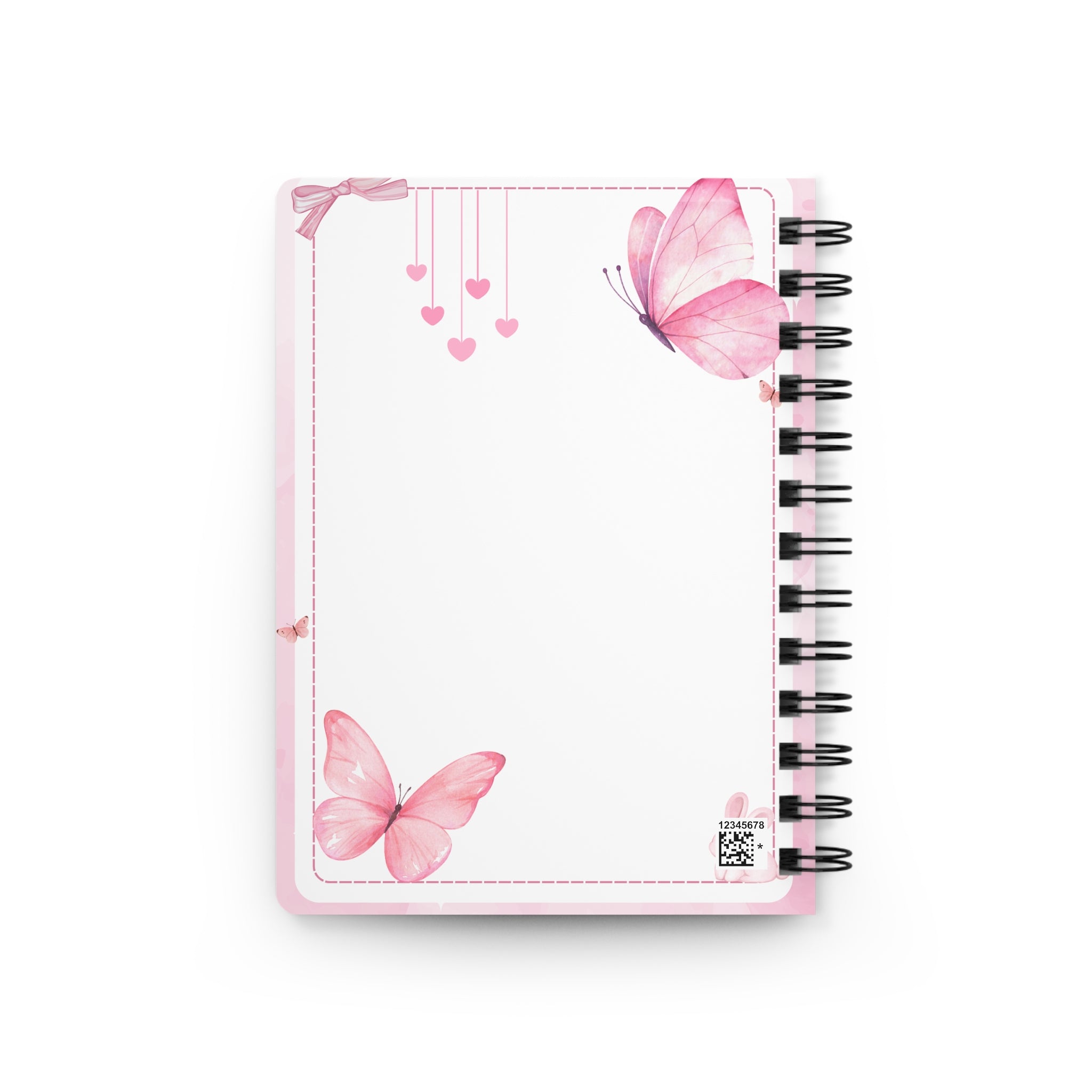 Pink Butterfly Spiral Journal — Notebook for Girls & Women