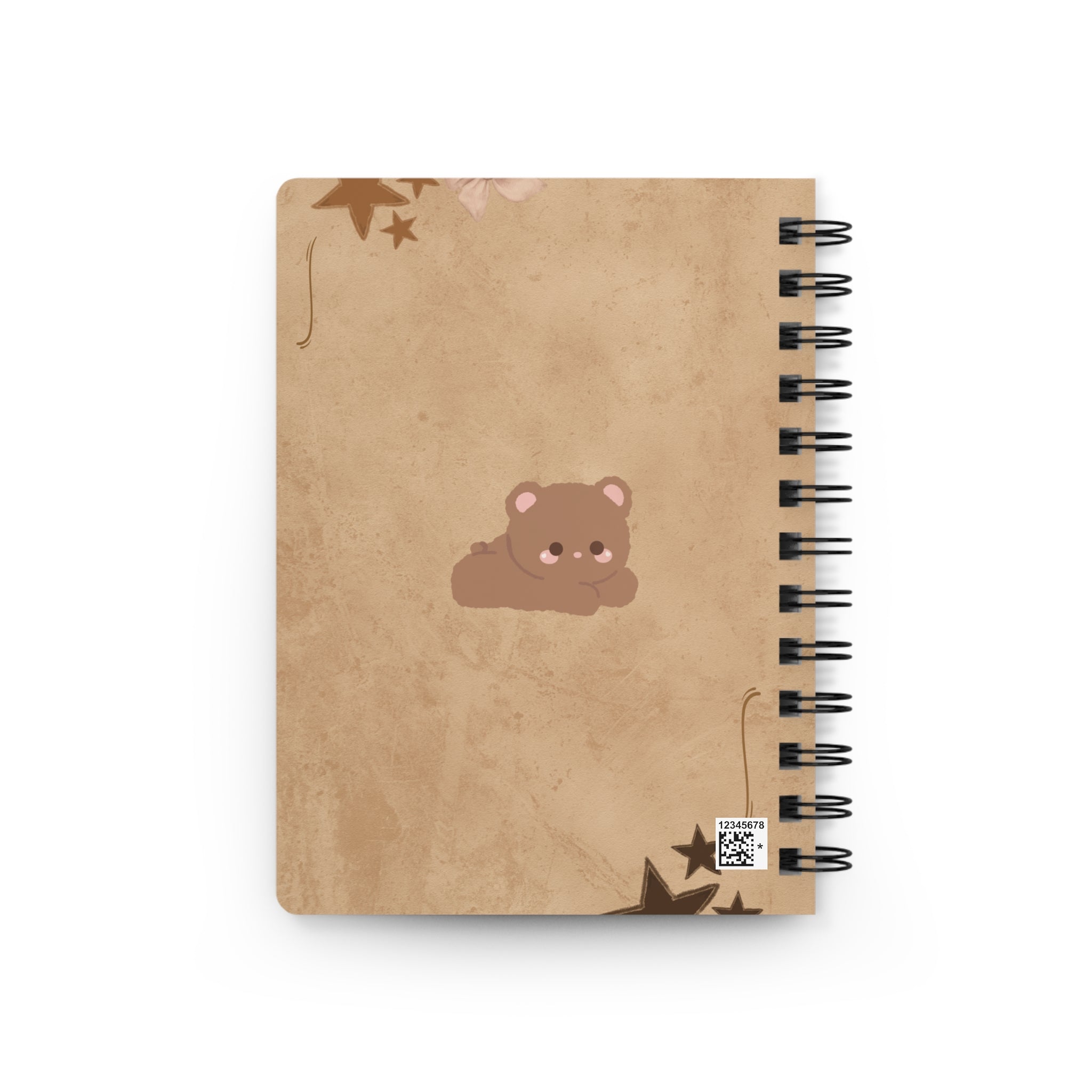Daily Journal Spiral Notebook — Cute Brown Bear Design