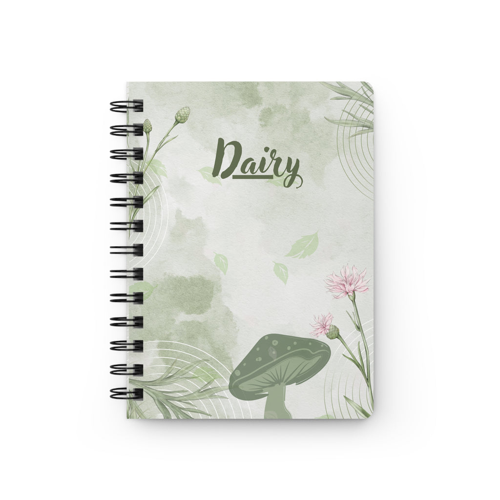 Floral Spiral Journal — "Dairy" Green Botanical Notebook