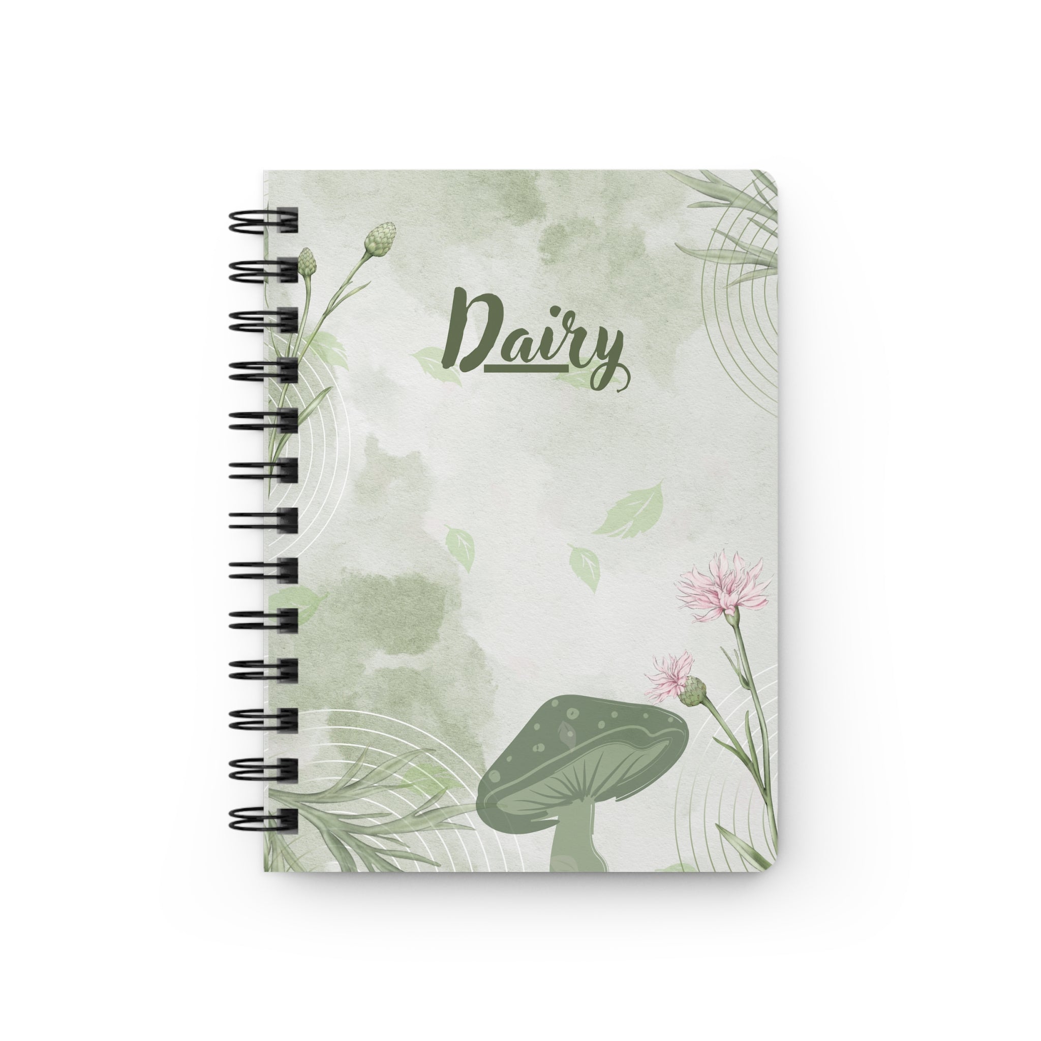 Floral Spiral Journal — "Dairy" Green Botanical Notebook