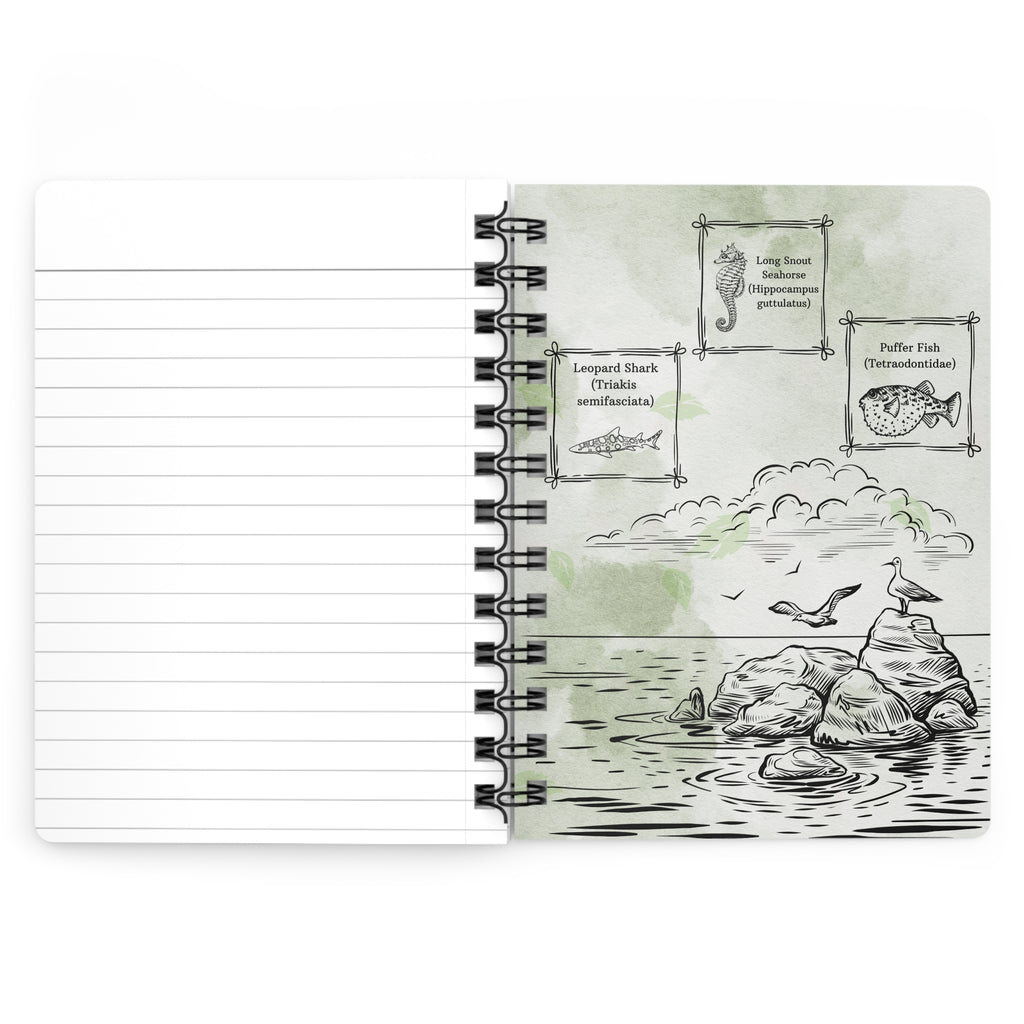 Floral Spiral Journal — "Dairy" Green Botanical Notebook