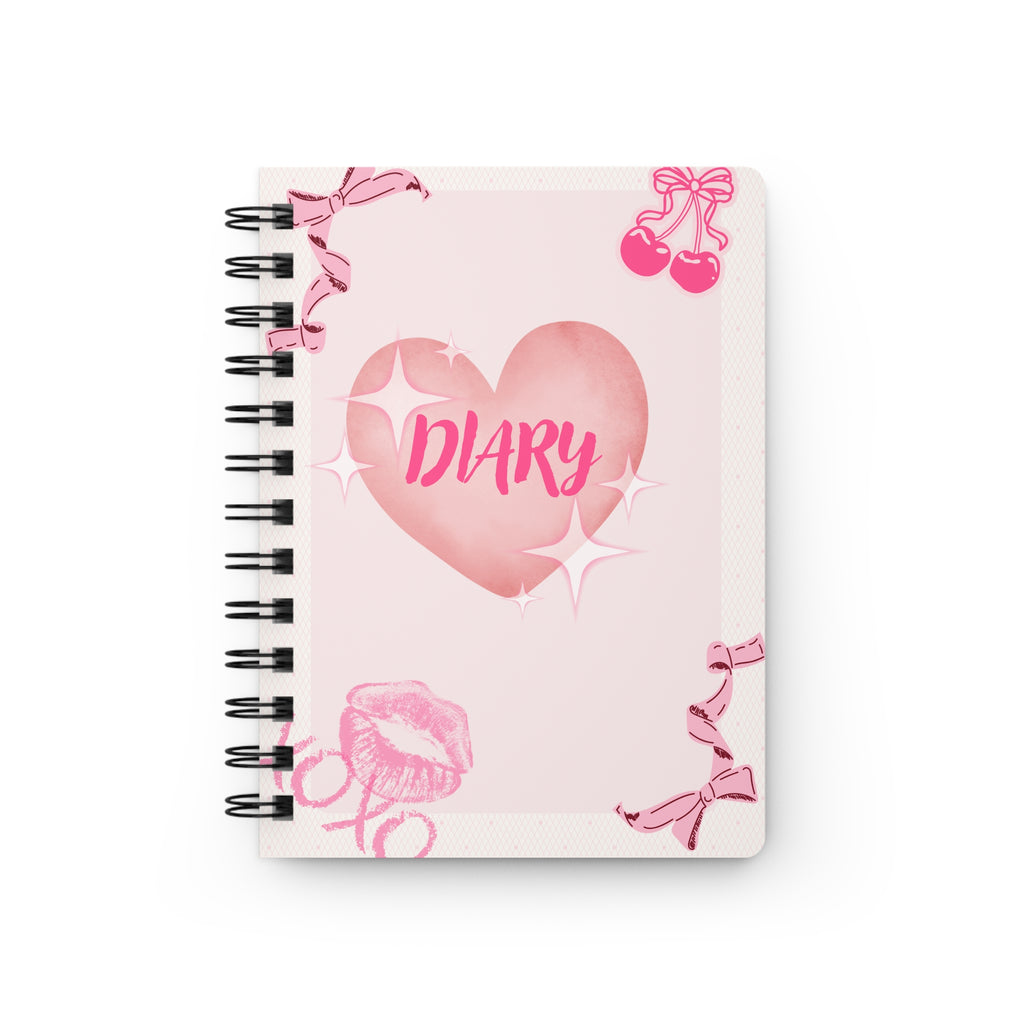Pink Heart "Diary" Spiral Journal — Cute Kawaii Notebook