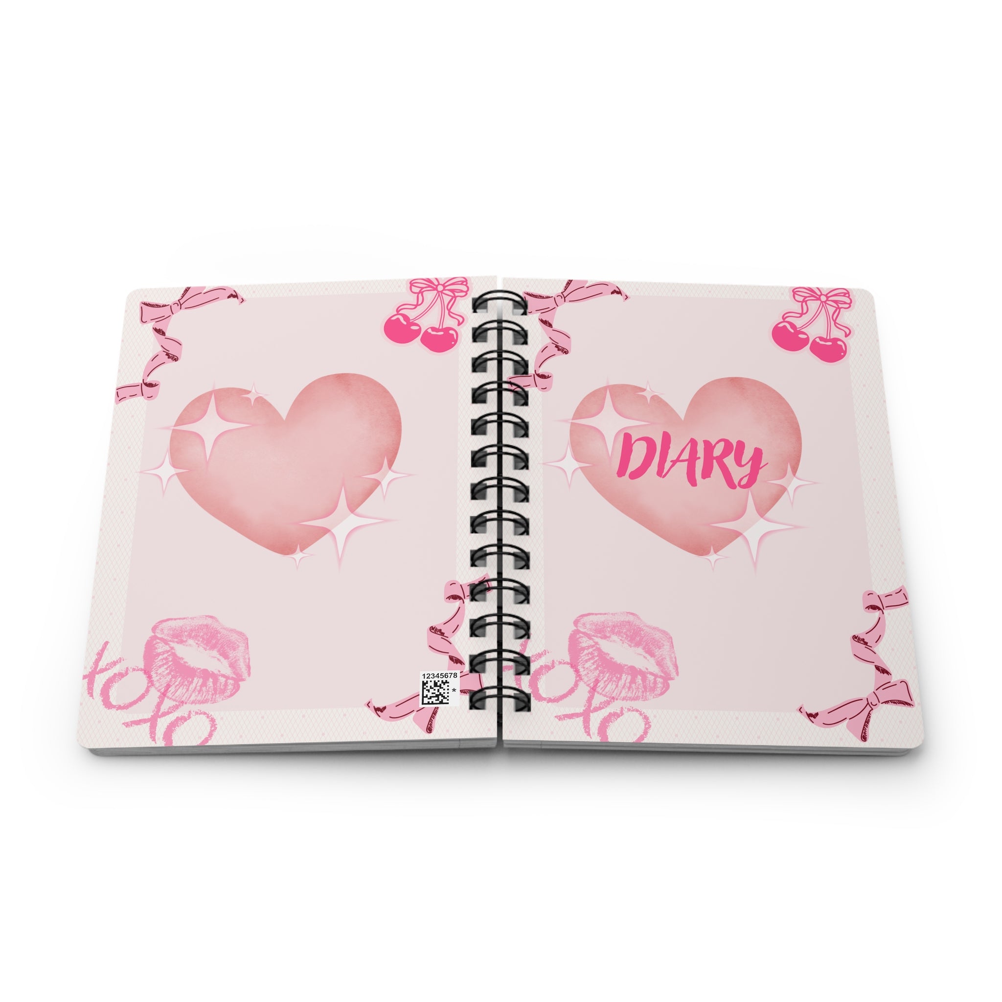 Pink Heart "Diary" Spiral Journal — Cute Kawaii Notebook