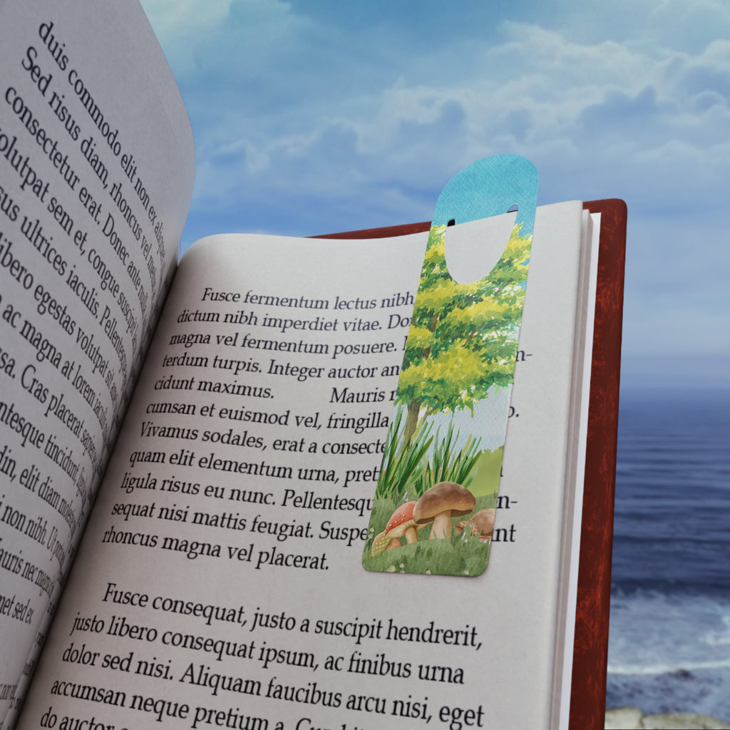 Forest Bookmark – Mushroom & Tree Metal Page Marker