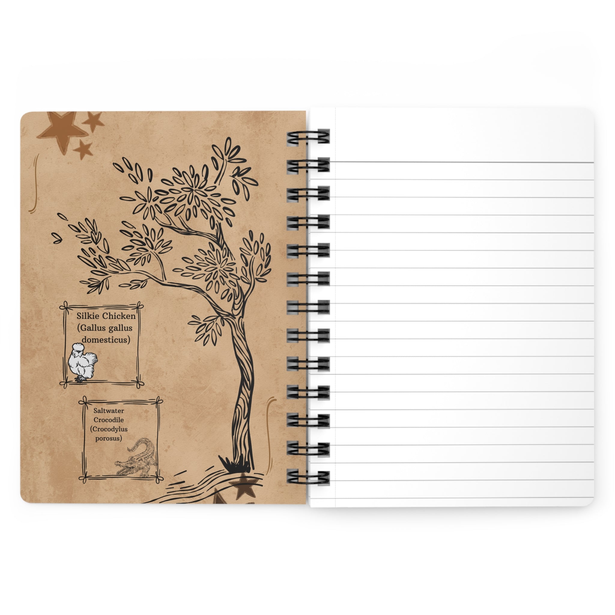 Daily Journal Spiral Notebook — Cute Brown Bear Design