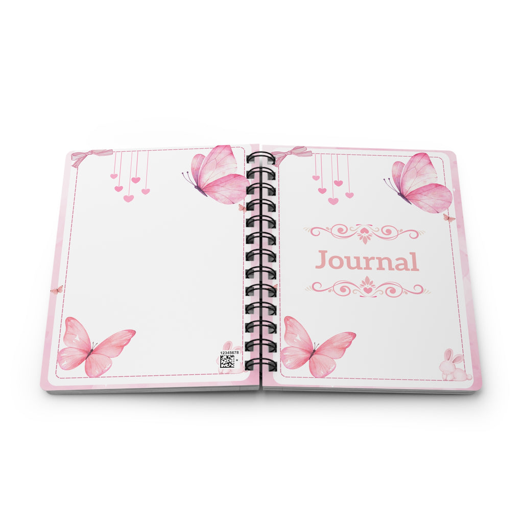 Pink Butterfly Spiral Journal — Notebook for Girls & Women