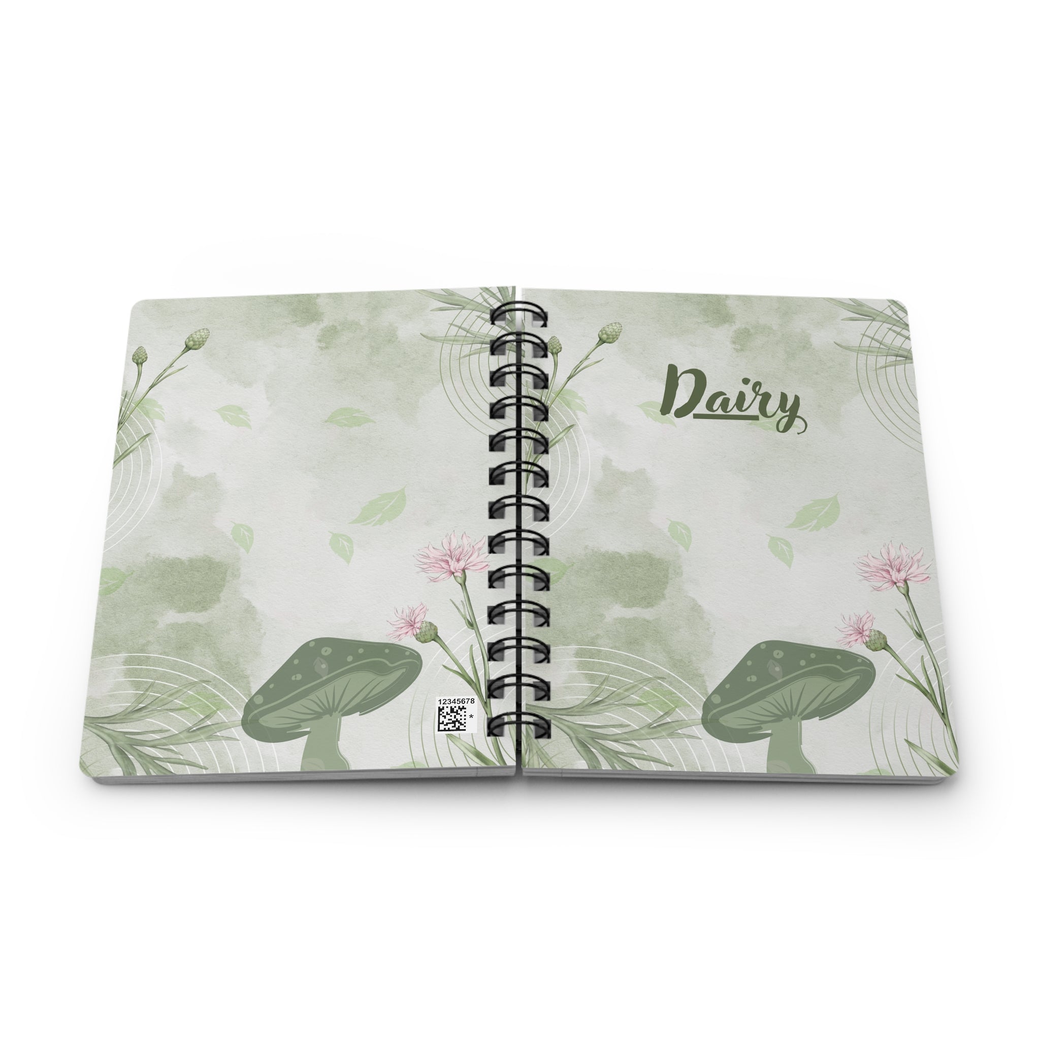 Floral Spiral Journal — "Dairy" Green Botanical Notebook