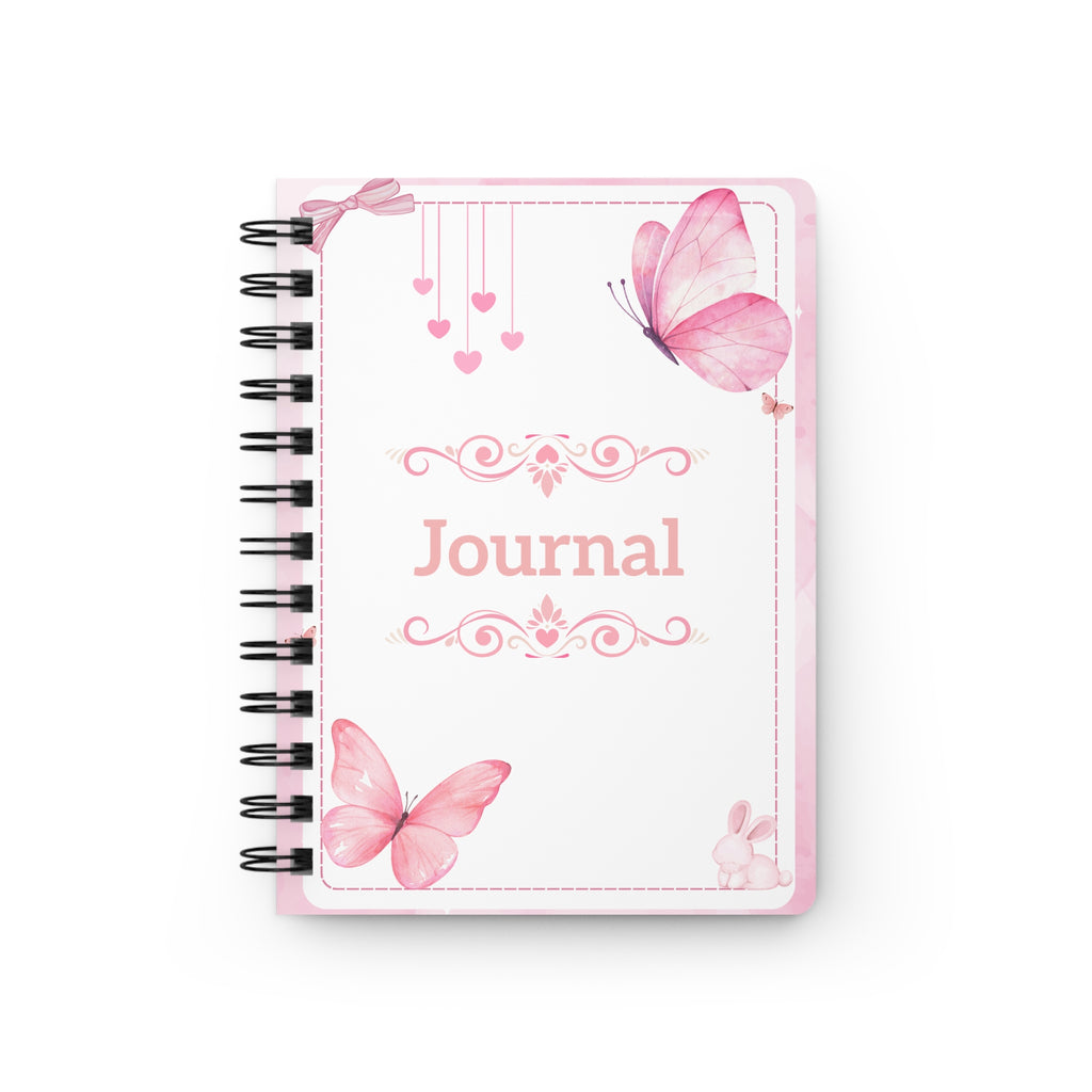 Pink Butterfly Spiral Journal — Notebook for Girls & Women