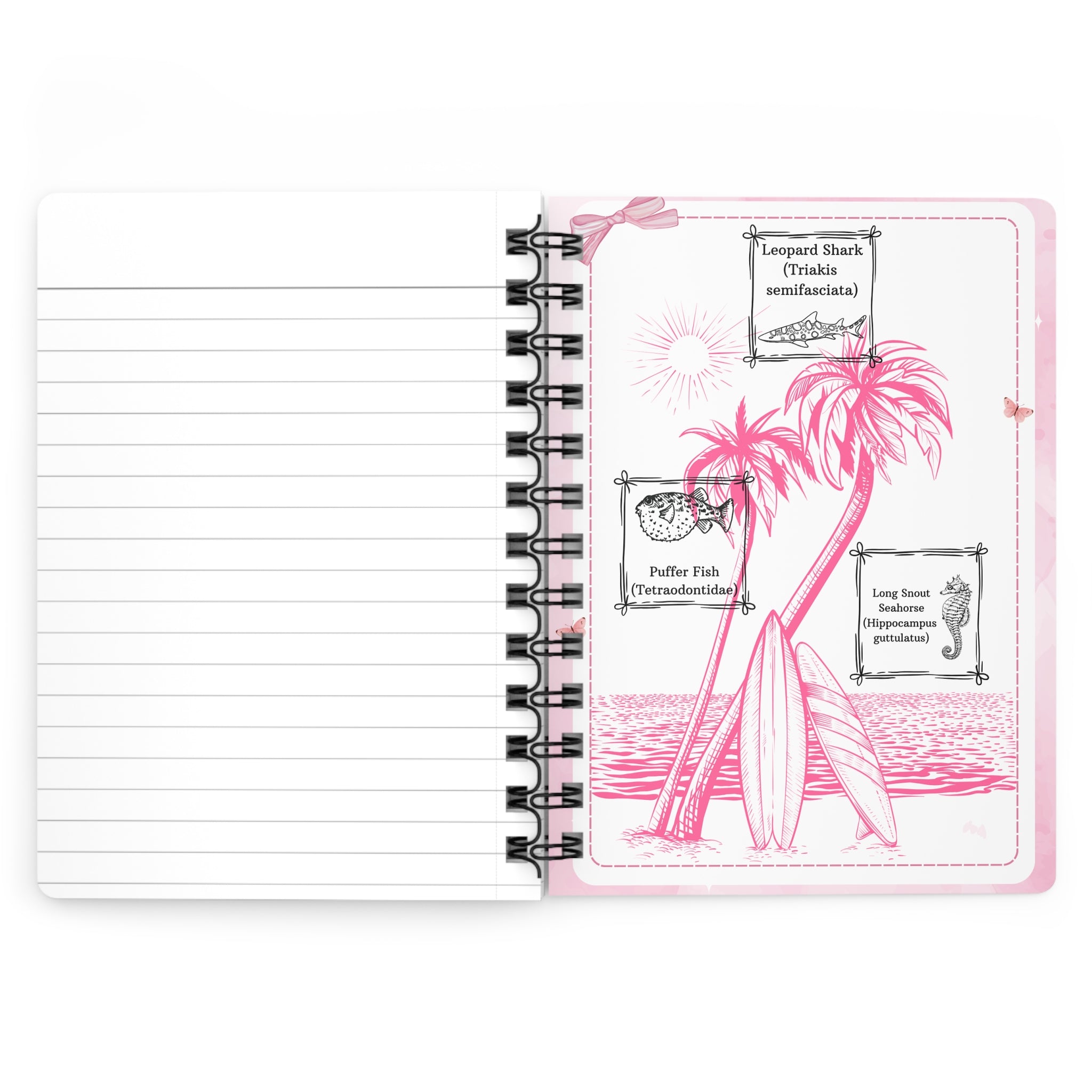 Pink Butterfly Spiral Journal — Notebook for Girls & Women